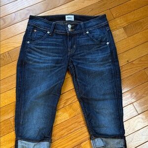 Hudson Jeans Dark Blue Cropped Cuffed Denim